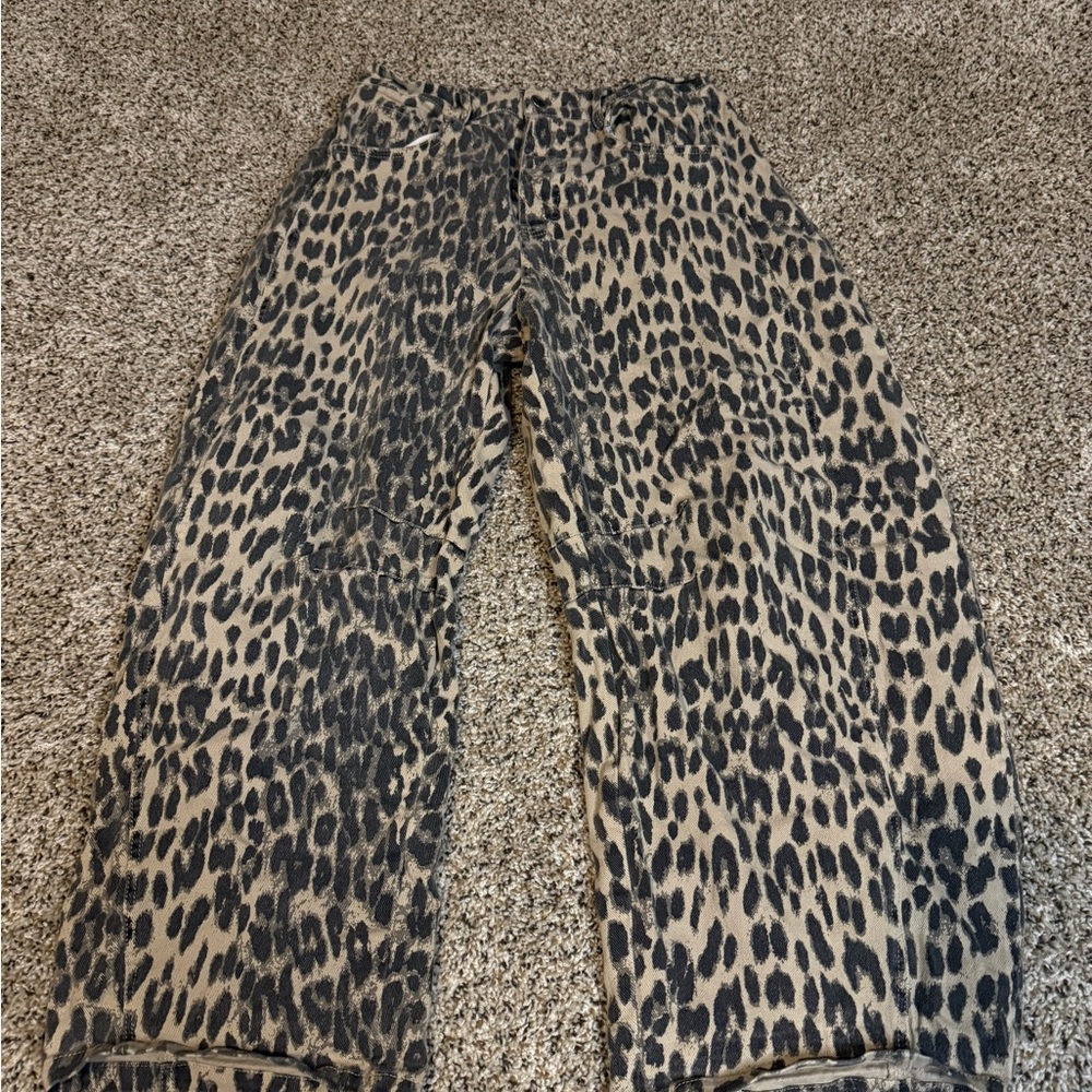 Leopard Print Pull-On Pants - Beige & Black